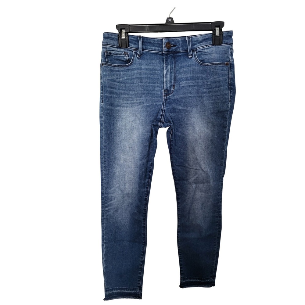 Abercrombie & Fitch Harper Ankle Jeans Women 27/4 Blue Skinny Raw Hem Mid Rise